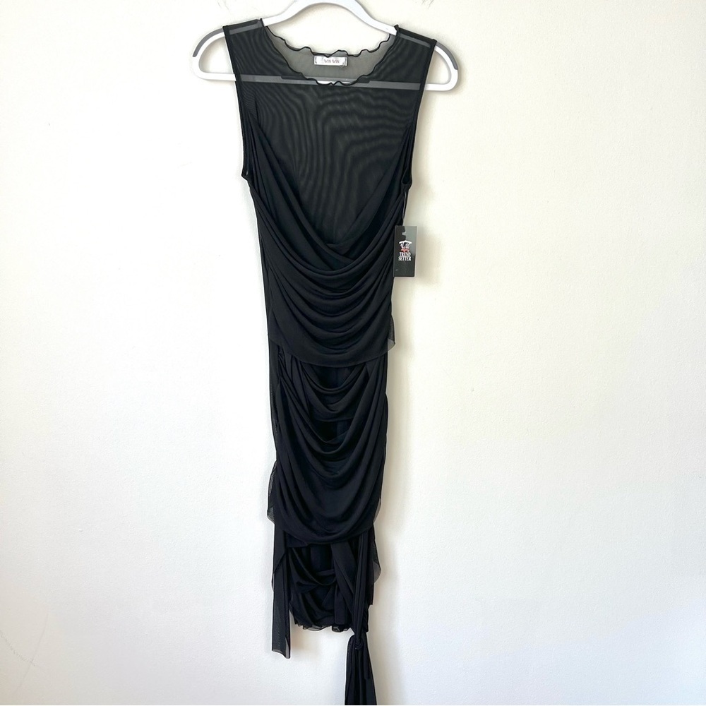 Vintage WinWin Mesh Wrap Festival Black Dress